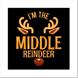 MIDDLE Reindeer Matching Family Christmas Posters and Art